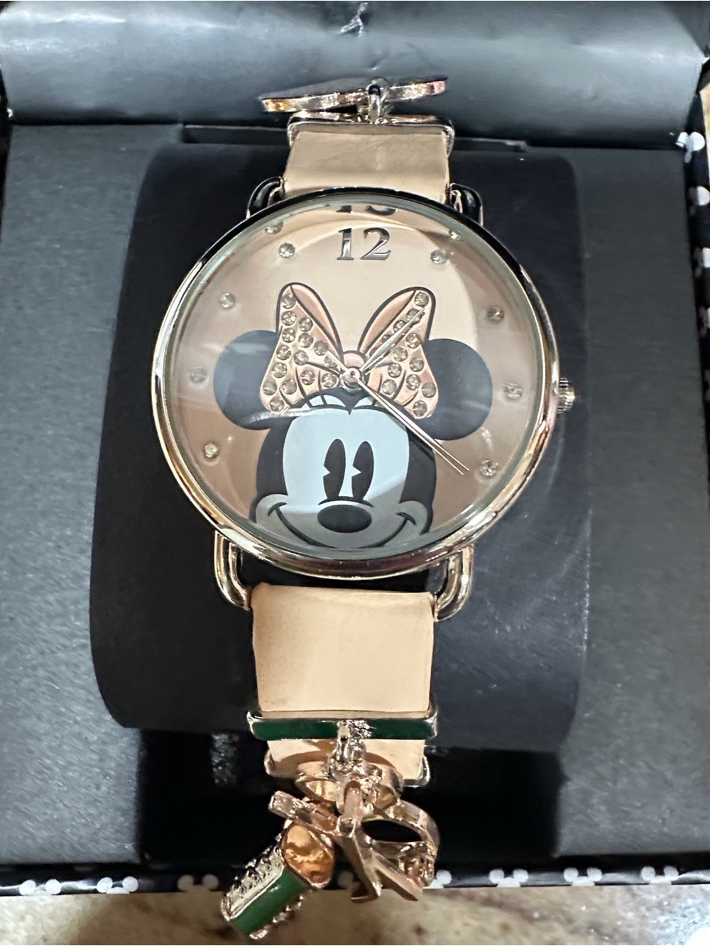 Disney Watch with Gold-Tone Case and Beige Strap